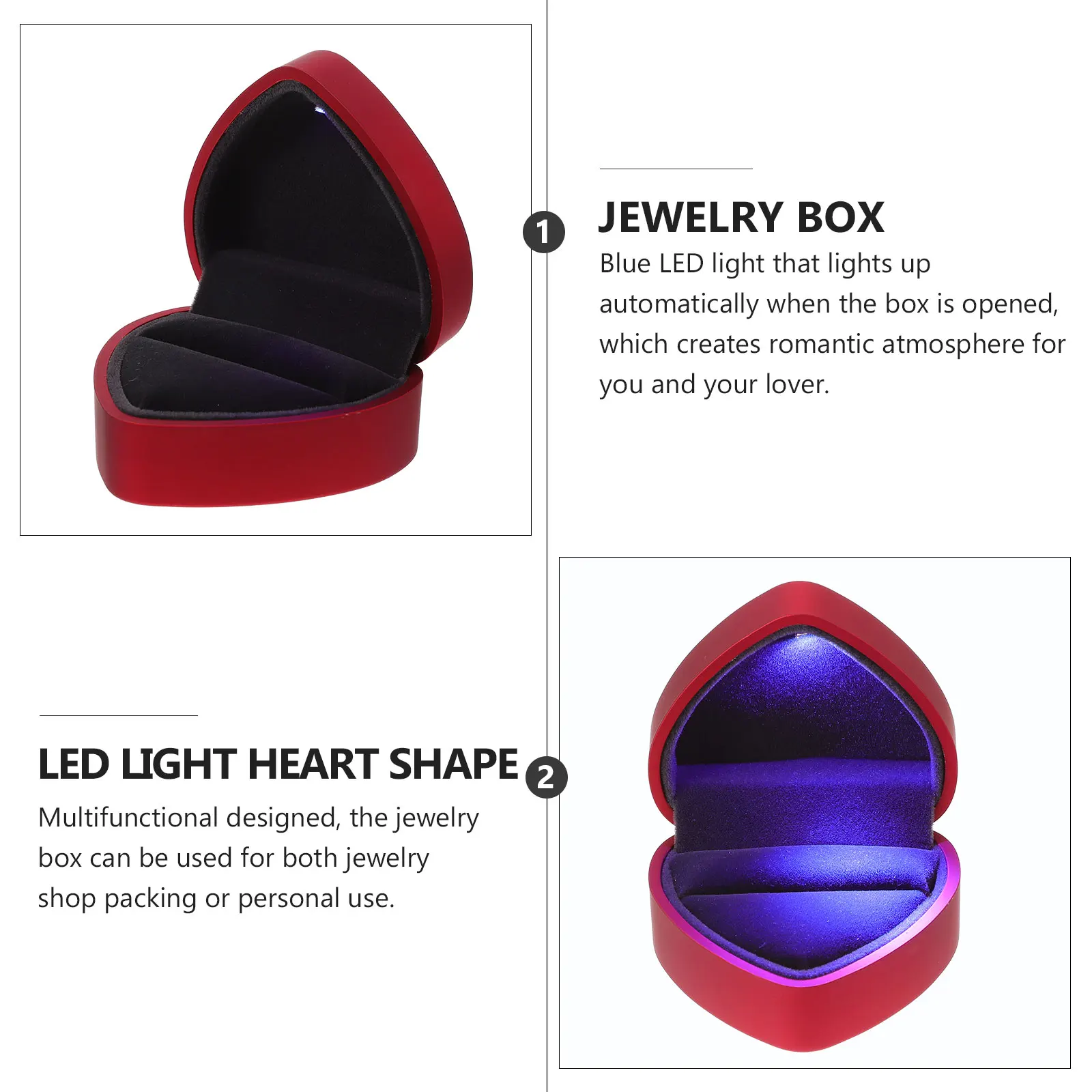 

Heart Jewelry Box Shop Packaging Packing Case Storage Light Safe Exquisite Rubber Paint Plastic Container Shaped Lightweight