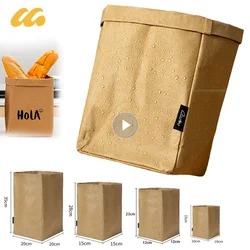 Washable Kraft Paper Bag Refrigerator Organizer Thickened Large Reusable Foldable Food Cosmetic Packaging Storage Bag Kitchen