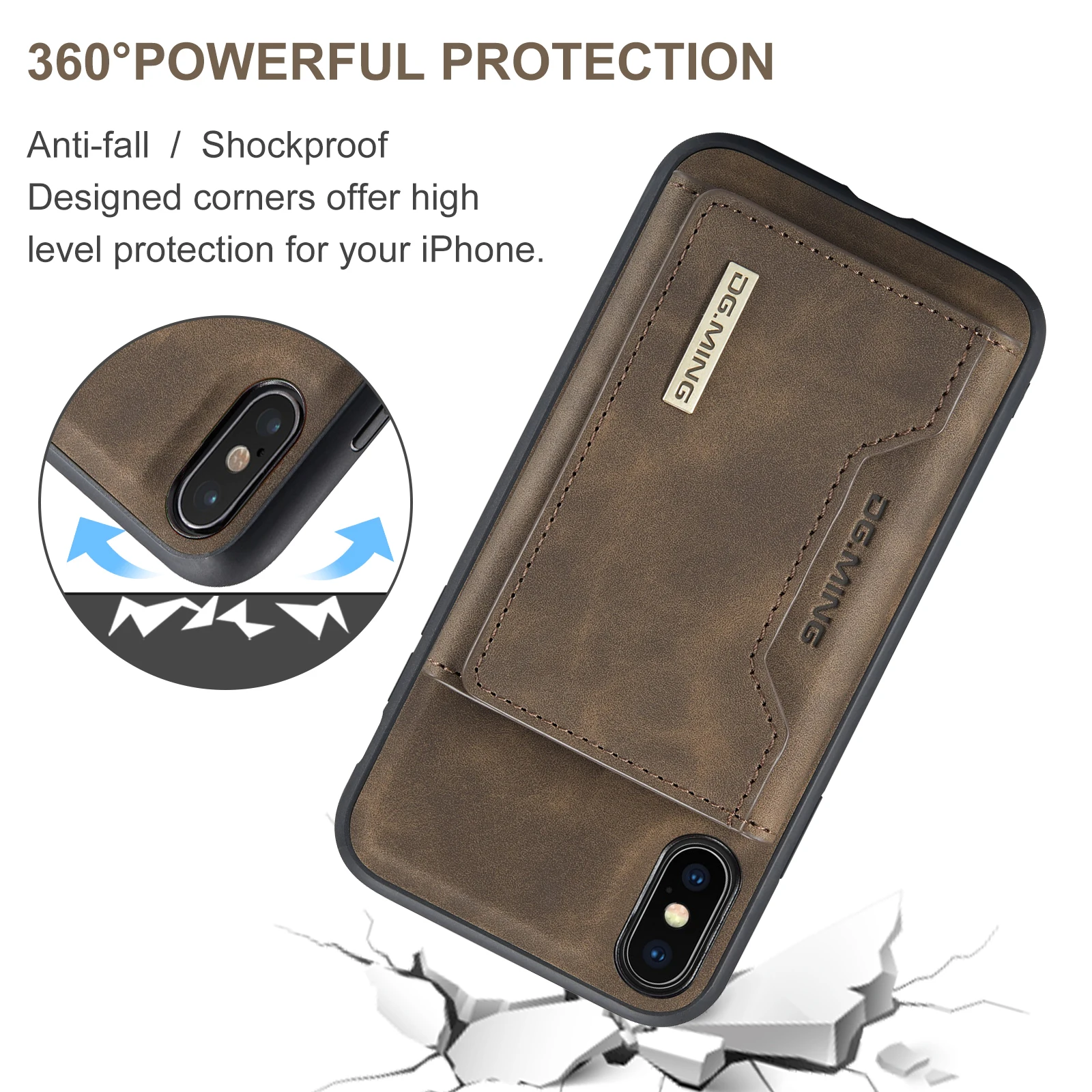 DG.Ming For IPhone 16 15 12 13 14 Pro Max Wallet Case Detachable Leather Magnetic Sleeve Cover Case for IPhone XS Max X 7 8 Plus