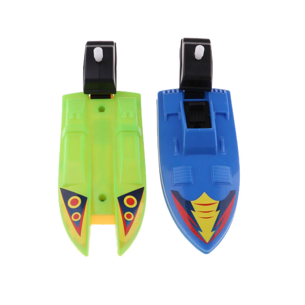 어린이를 위한 재미있는 수중 목욕 장난감 - 떠다니는 시계태엽 보트 2개 세트