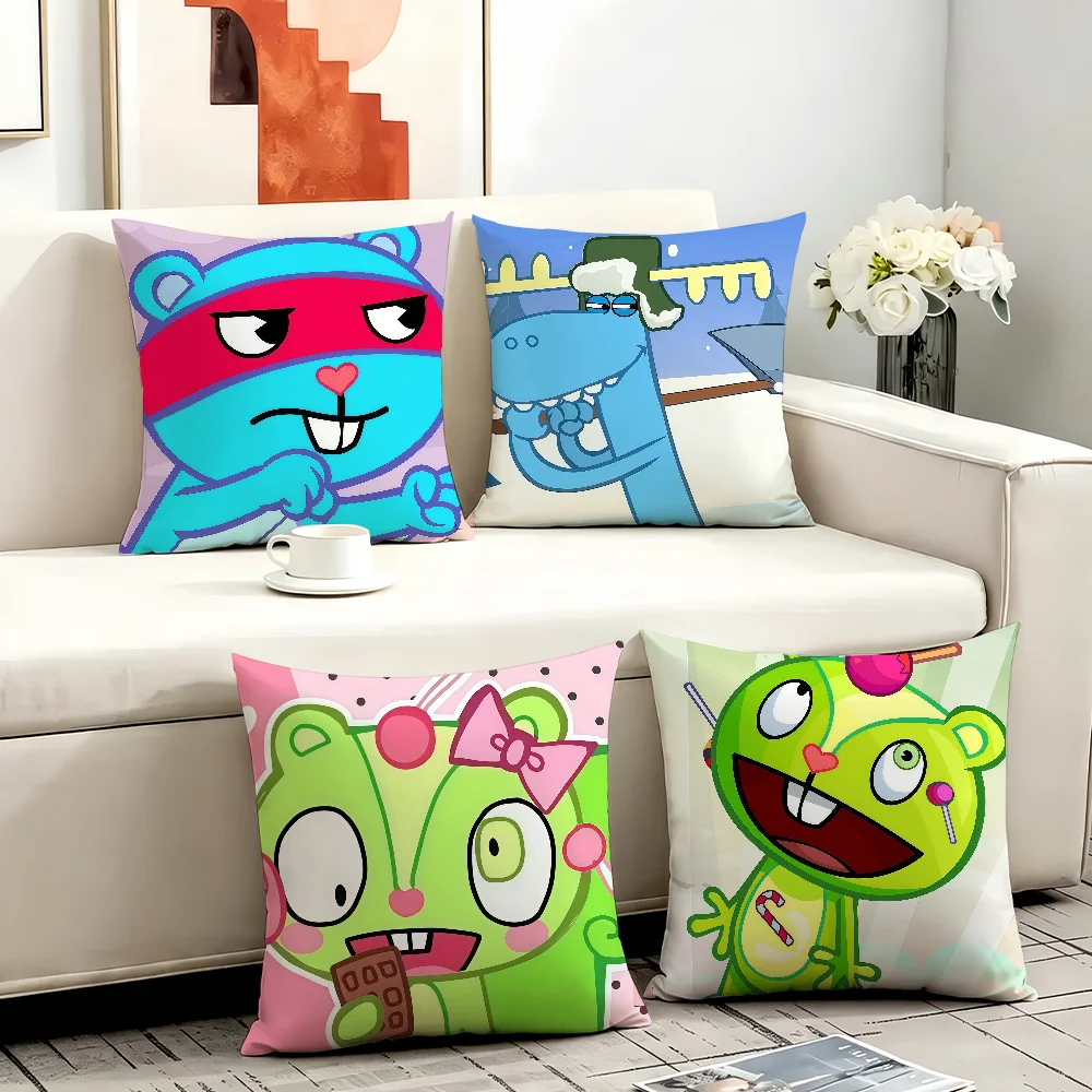 Cartoon H-Happy Tree F-Friends cushion cover Comfortable Decorative For Bedroom Living room Dormitory Picnic and Holiday