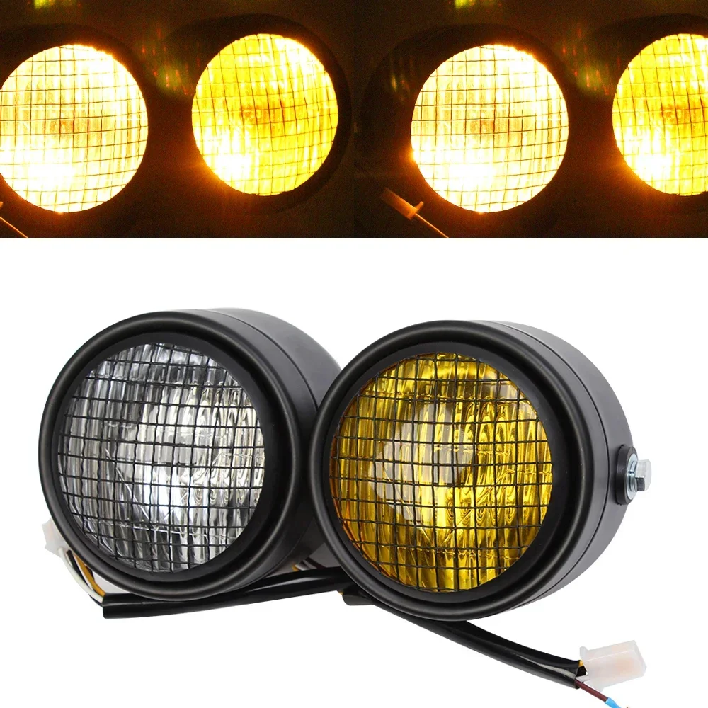 

Motorcycle Cafe Racer Dominator Grill Twins Dual Headlight Double Headlamp For Universal Harley BMW Yamaha Honda Bobber Custom