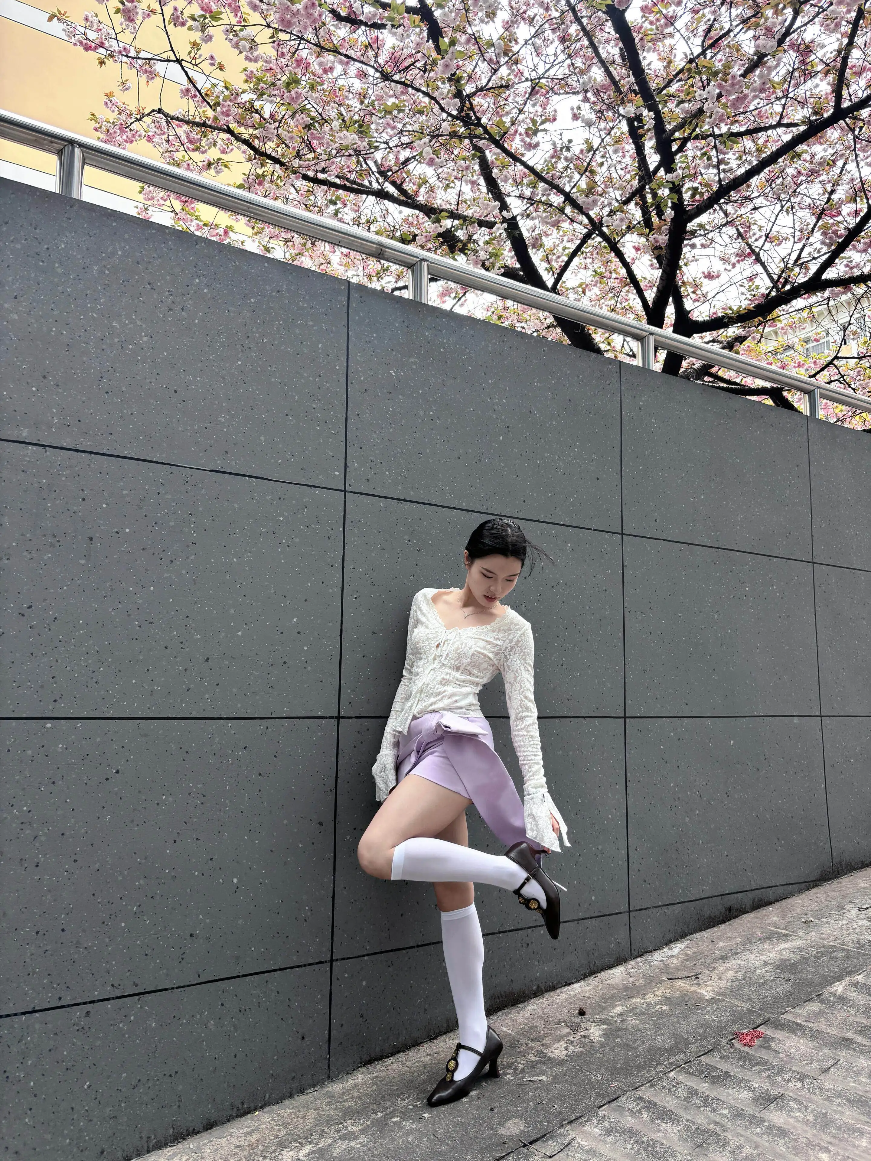 Retro Lavender  Knot Half Skirt Women's Spring Summer New Style Versatile Beautiful Bodycon A-Line Short Skirt
