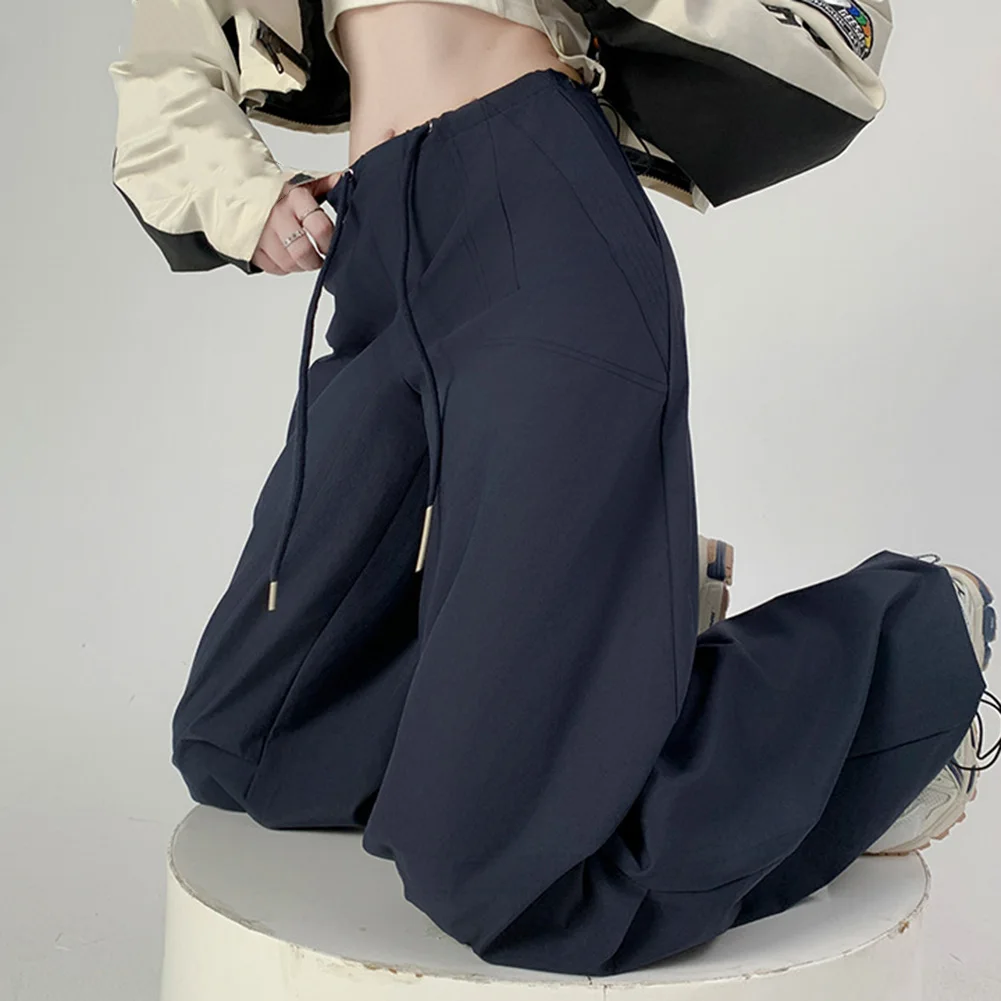 

Women's High Waist Wide Leg Sweatpants - Comfortable Sports Overalls for Spring Autumn Casual Wear in Dark Blue Gray White Black