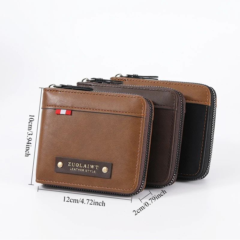 Multi Functional Splicing Color Three Fold Wallet with Hidden Small Pocket, Men's Retro Short Wallet, Ideal for Daily Casual Use