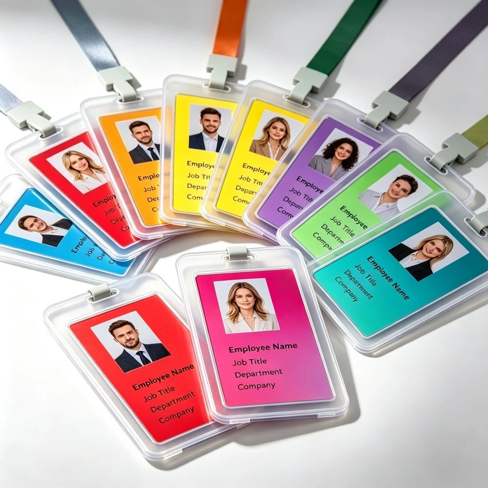 Clear ID Card Holder Working Permit Case for Staff Exhibition Name Tag Pass Card Cover with Lanyard Badge Holder Neck Strap