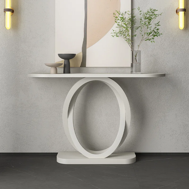 Nordic Milk White Xuanguan Platform Italian Light Luxury Rock Slab Case Several Partitions Enter The Home Against The Wall Cream