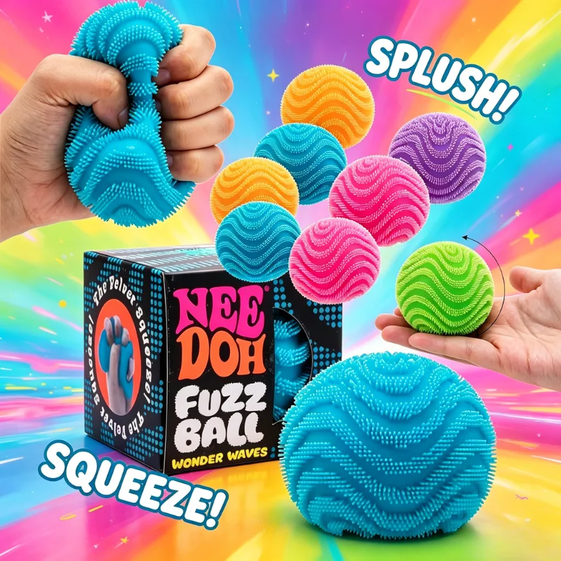 2026 Neues Modell NeeDoh Fuzz Ball Wonder Waves Sensorisches Quetschspielzeug Texturierter Stressabbau-Fidget-Ball für Erwachsene und Kinder