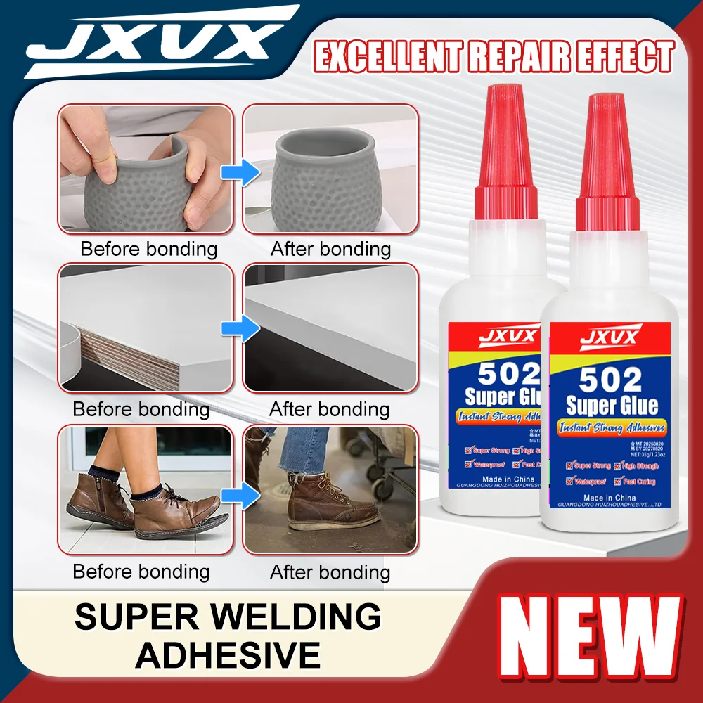 Papelaria loja adesivo forte instantâneo super líquido Universal plástico Metal madeira 502 cola de cianoacrilato, Nova fórmula melhorada 50 g, Satisfaz todas as necessidades, Adesivo reparador multiuso