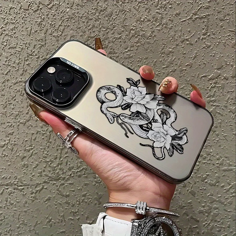 

Flower snake pattern phone case for iPhone 17 16 15 14 13 12 11 Pro/ Max/Plus shock-proof rear cover anti-fingerprint