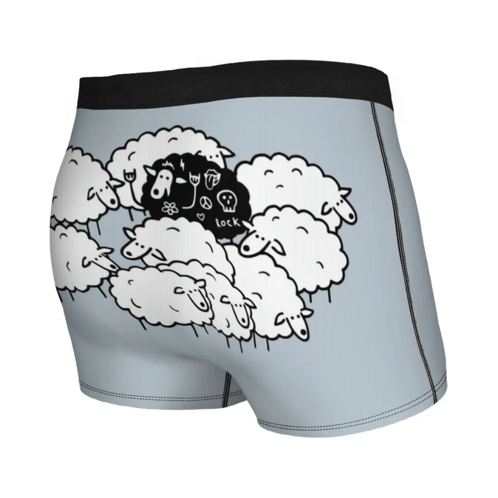 Rock-N-Roll Forever Black Sheep Men Boxer Briefs Underpants Cute Diversity Sheep Highly Breathable Top Quality Sexy Shorts Gift