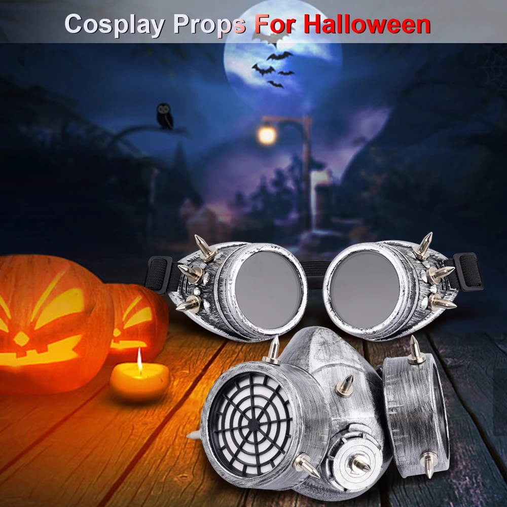 Easter Steampunk Creative Mask Goggles Halloween COSPLAY Prop Gift Steampunk Fashion Retro Rivets Gas Respirator Gothic Anti-Fog