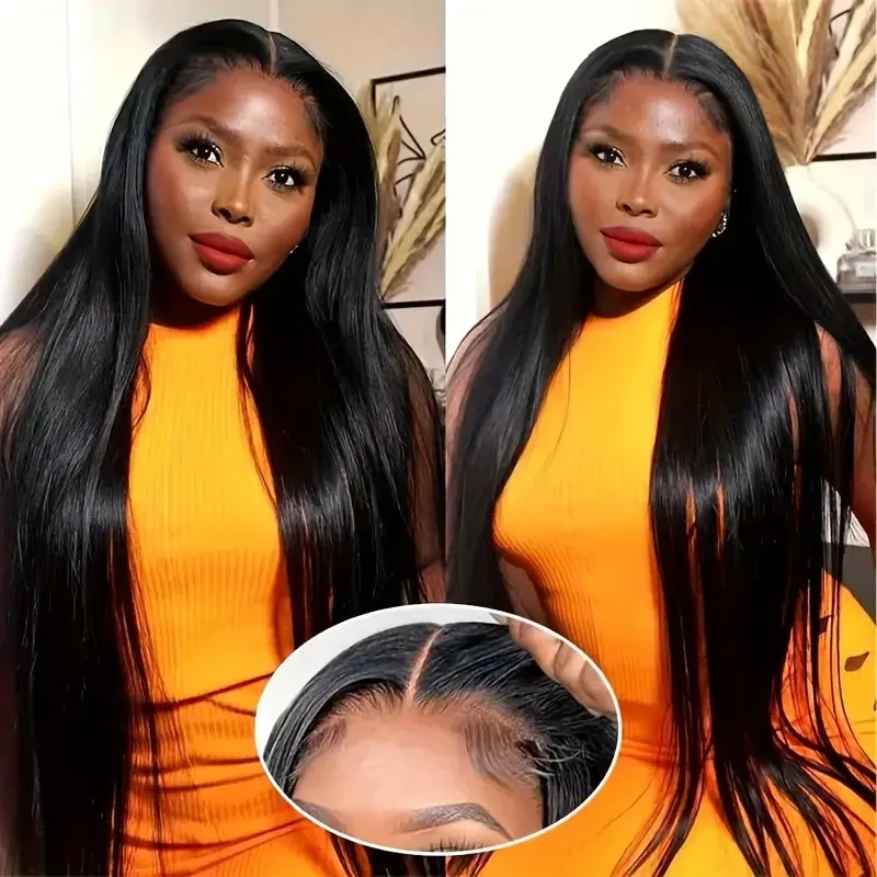 250% Put On And Go Silky Straight Glueless Wigs 5x6 Pre Cut HD Lace Front Wigs Pre Plucked Pre Bleached 3s Wear Bone Straight Human Hair Wigs For Beginner Friendly Throw And Go Straight Glueless Human Hair Lace Closure Wigs For Summer