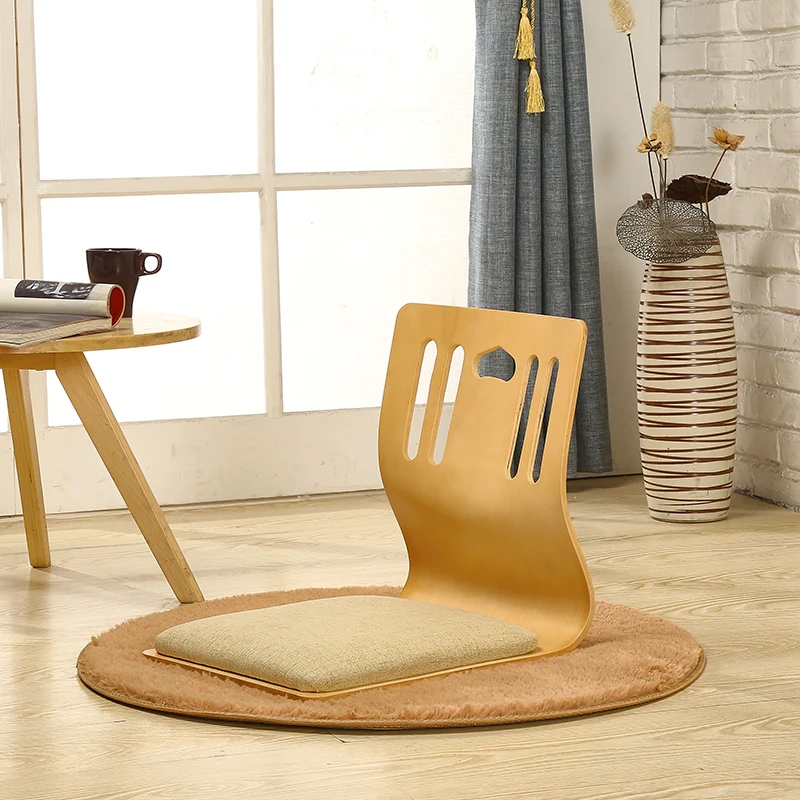 4pcs/lot Japanese Style Legless Chair Thick Cushion Seat Living Room Furniture Asian Tatami Floor Zaisu Chair Natural Finish image 4