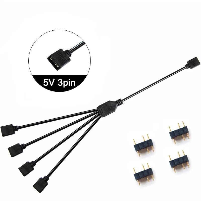 การซิงโครไนซ์แผงวงจรคอมพิวเตอร์ที่แยกสายไฟ RGB 12V 4Pin/5V สายเชื่อมต่อการถ่ายโอน3pin ซิงค์ออร่า