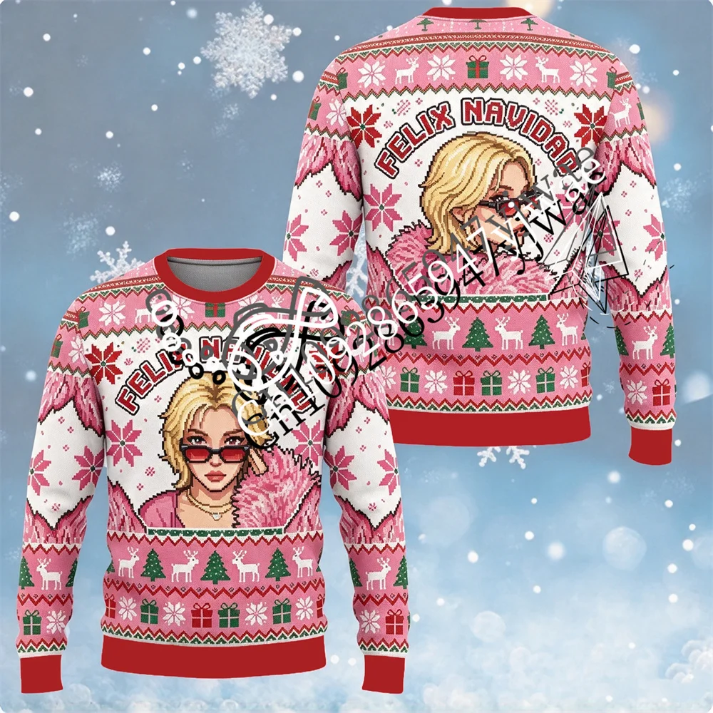 Happy Felix Navidad Merry Christmas Gift For Stay Fashion Kpop Street Wear Autumn/Winter Adult Child O-Neck Sweatshirt Hoodie