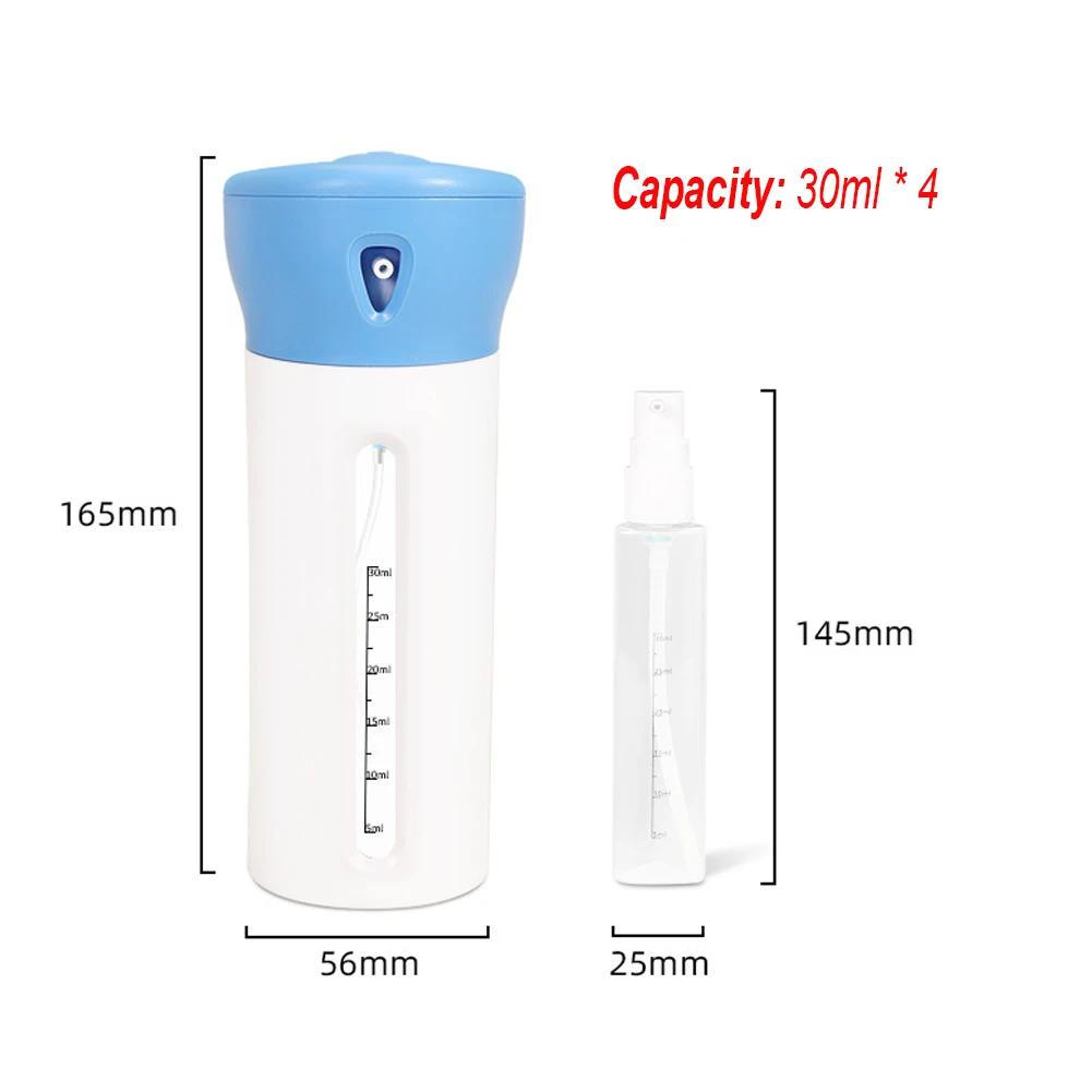 Portable 4 In 1 Refillable Bottle 40ml Travel Lotion Shampoo Shower Gel Dispenser Bottle Breath Freshener Mouthwash Container