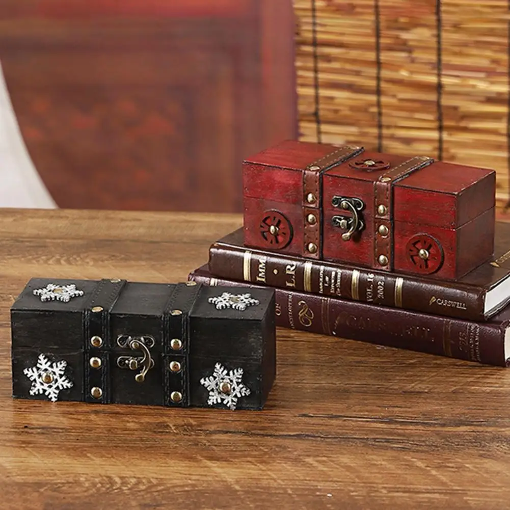 صندوق مجوهرات عتيق صندوق تخزين خشبي صندوق الكنز الكلاسيكي للنساء الفتيات الحلي خواتم أساور أقراط القلائد 2026 #4