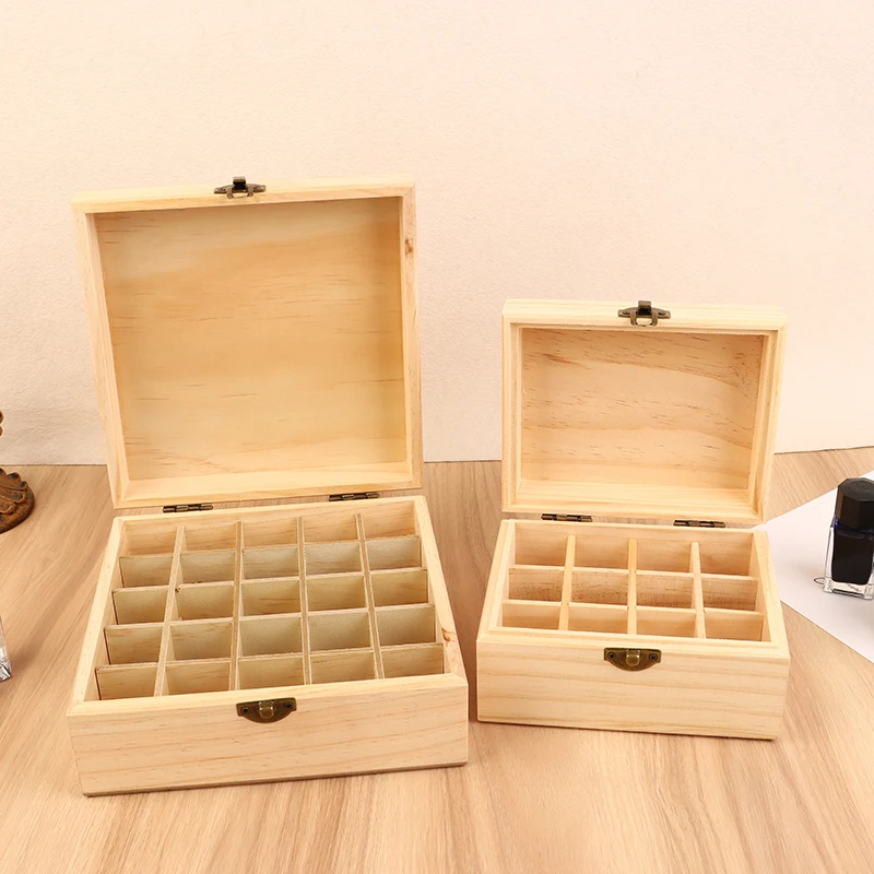 

12/25 Slots Wooden Storage Box Carry Organizer Essential Oil Bottles Aromatherapy Container Storage Case