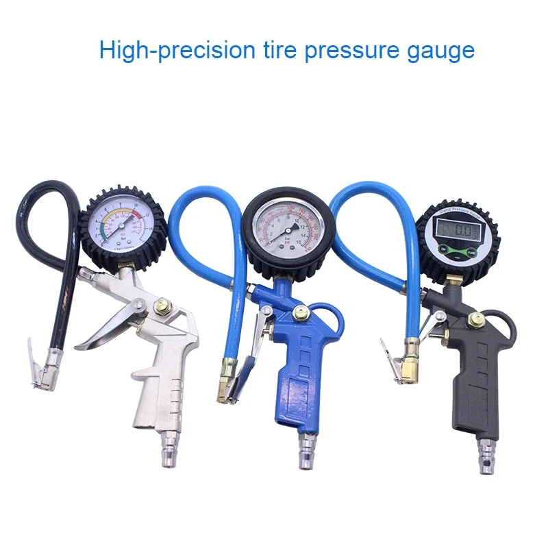 Auto Tire Pressure Gauge For Car Motorcycle SUV Inflator Pumps Tire Repair Tools Pressure Gun Type For Air Compressor Durable