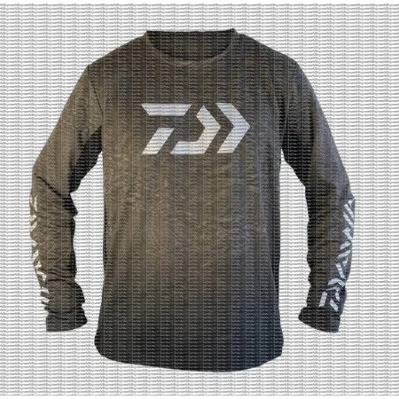 Men's Fishing Long Sleeved Black Gray Gradient Camouflage Quick Drying Clothes, Luya Sea Fishing Breathable Fishing Top