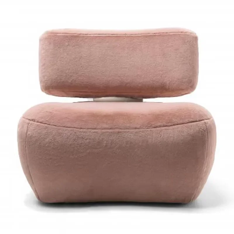 Modern Pink Plush Lounge Chair for Living Room Dining Outdoor Bar Gym Velvet Leather with Wooden Frame Accent Leisure Sofa