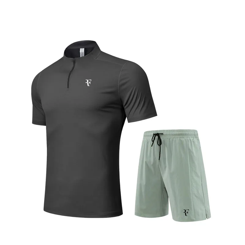 New 2025 Federer High-End Tennis Set Men's Quick Dry Ice Silk Fashion Sports T-Shirt Tennis Upper Apparel Universal Fit