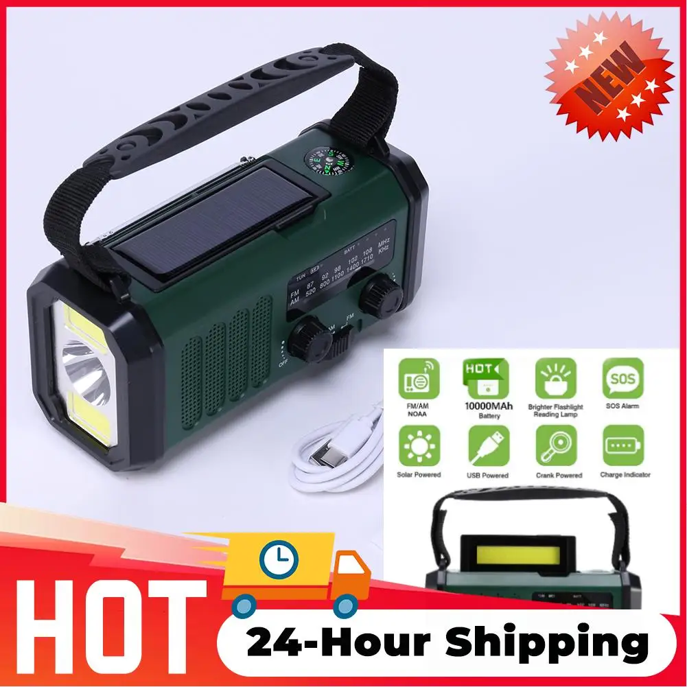

Многофункциональное аварийное радио на солнечной энергии для США/ЕС с AM/FM-приемником, сигнализацией SOS, зарядкой Type-C, светодиодным фонариком и лампой для чтения