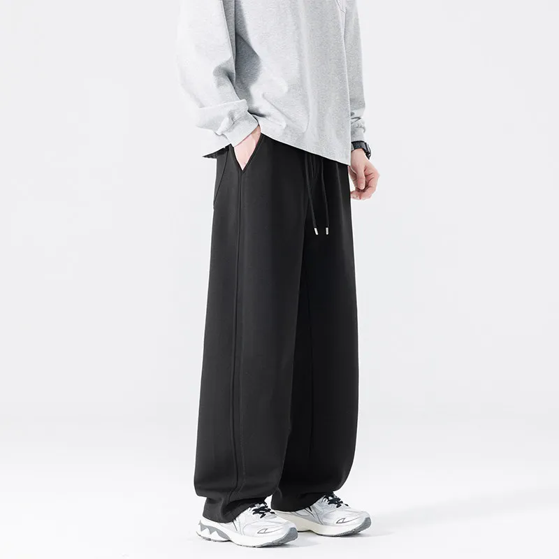 

Black Casual Loose Men's Pants Spring Autumn Straight Leg Sports Summer Lightweight Trousers Knife Style Comfortable