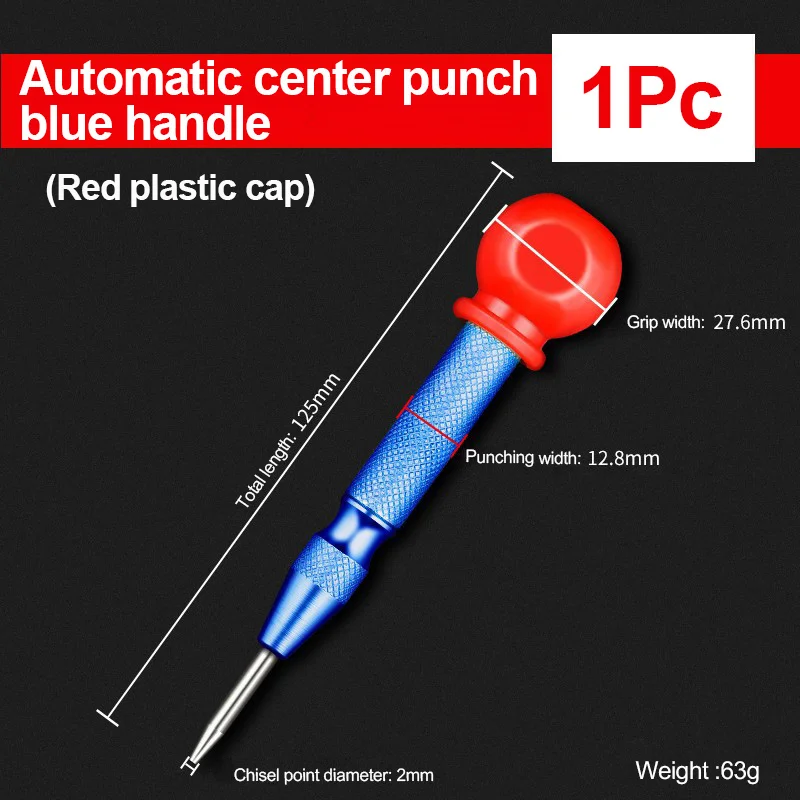 Automatic Center Punch Woodworking Metal Drill Adjustable Spring Loaded Automatic Punch Replaceable Head for Metal Wood Glass