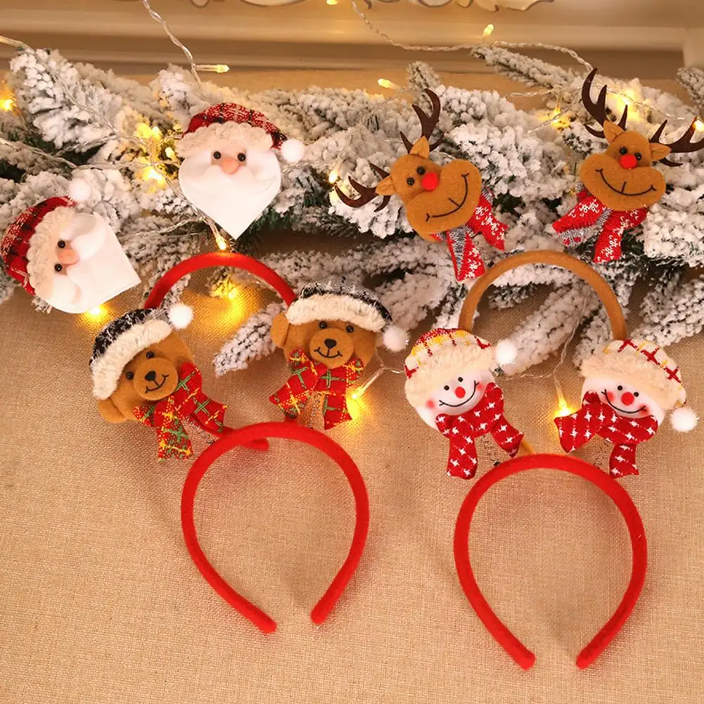 Festive Headband Festive Holiday Hair Accessories Santa Claus Reindeer Snowman For Adults Kids Christmas Headbands For Party