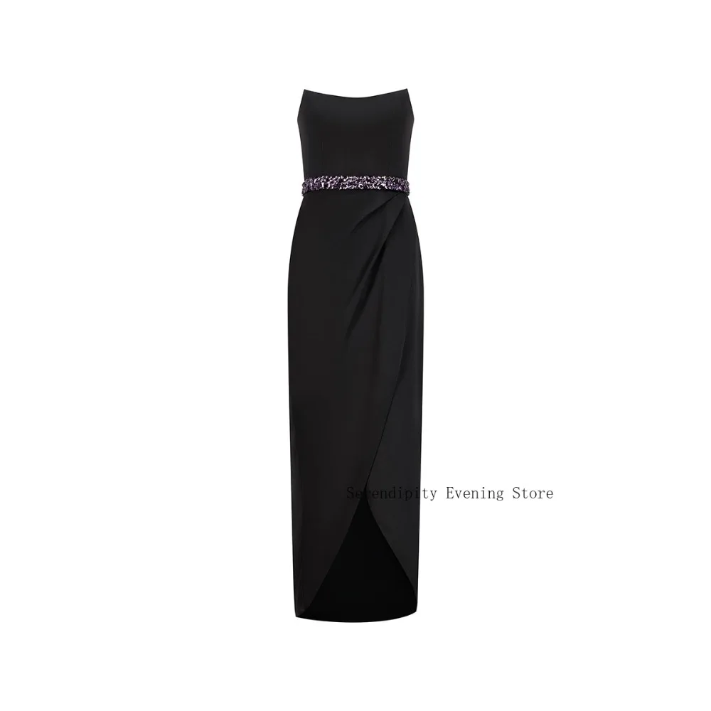 Customized Crystal Sashes Mother of Birde Dresses 2026 for Women Wedding Elegant Midi Black Evening Dress Column Long Prom Gowns