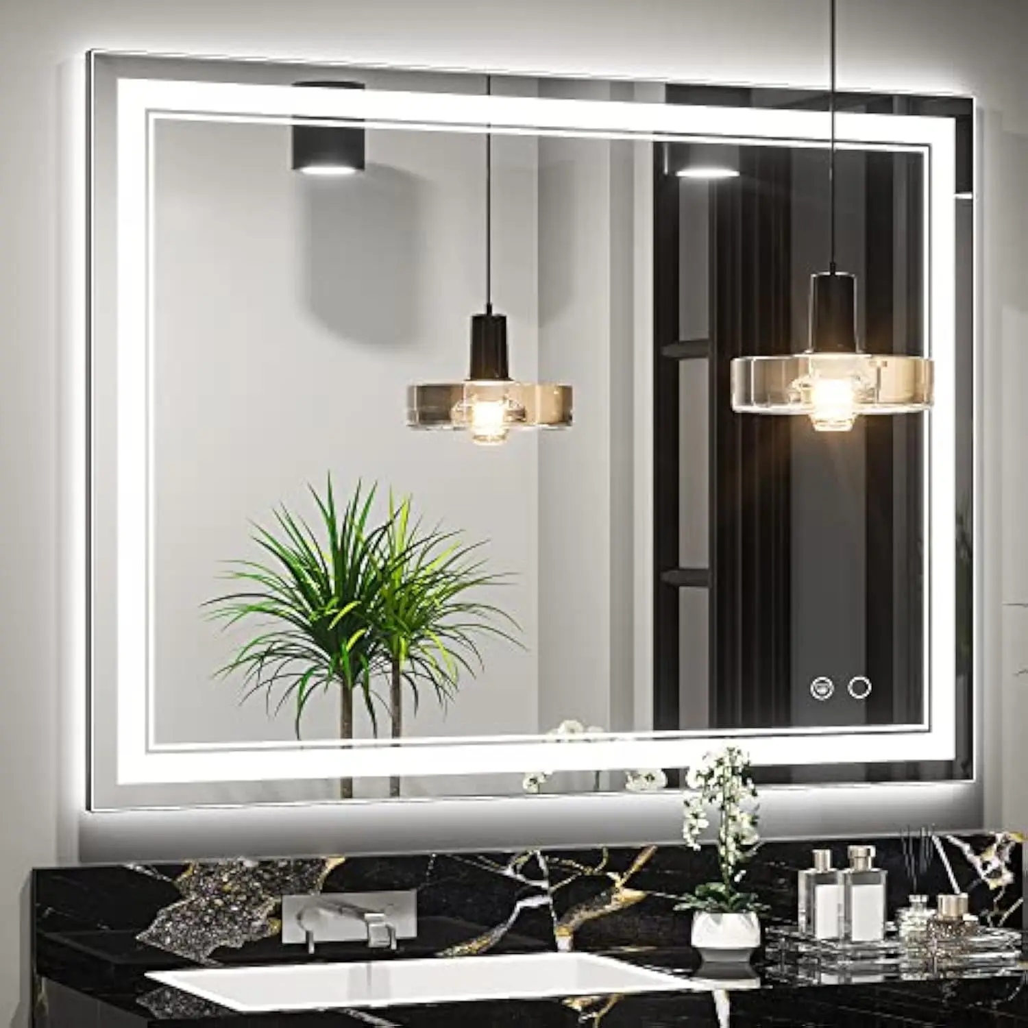 

40 X 32 Sü Vissoterapia Led Зеркало для ванной комнаты, настенное косметическое зеркало с передней подсветкой, закаленное стекло, 3000K/4500K/6000K, настенное крепление, анти-