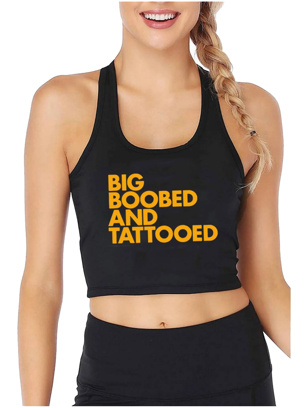 Gros seins et tatoués Design Sexy Slim Fit haut court Hotwife humoristique Style coquette débardeurs échangistes vilain Camisole