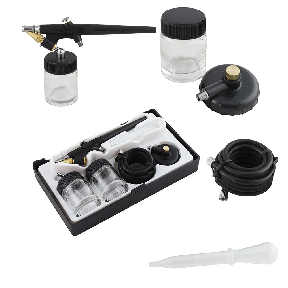 Airbrush Kit Single-Action Air Brush Set 0.8mm Airbrush Kit Spray Gun Artist Crafts Siphon Feed Airbrush For Makeup Hobby DIY