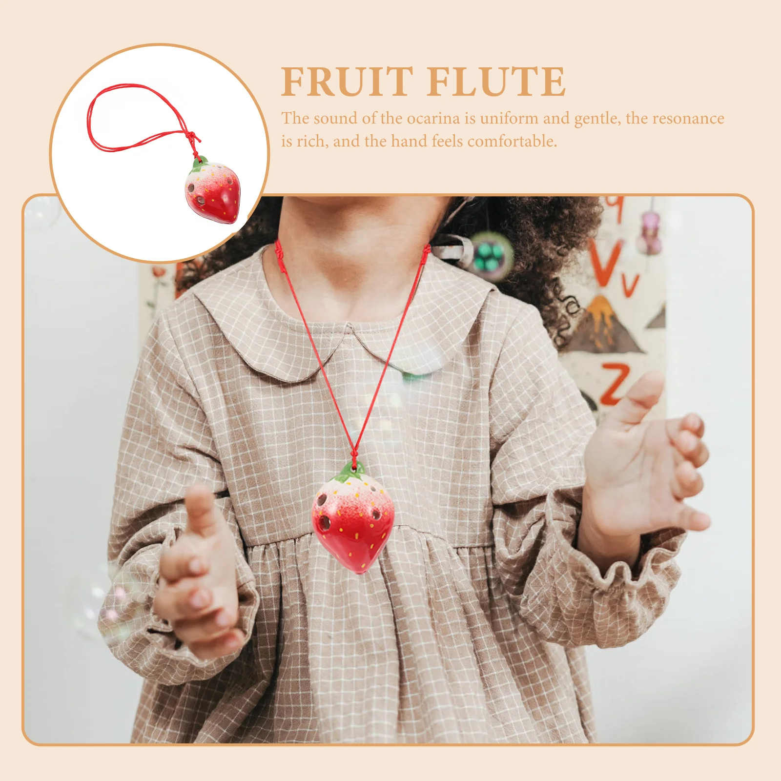 

Strawberry Fruit Ocarina Wind Instruments Recreational Beginner Practice Six Hole
