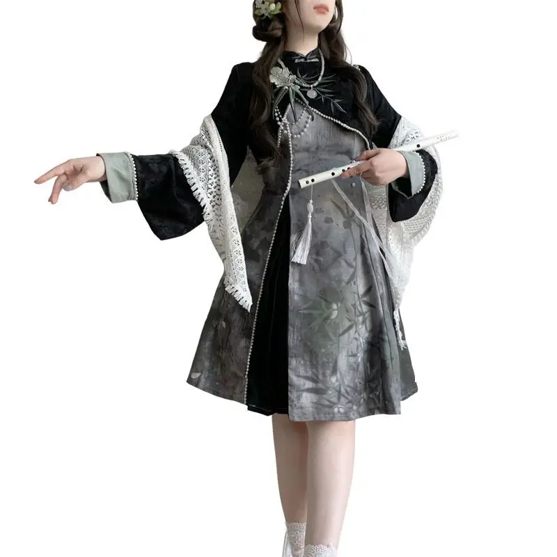 Japan Hanfu Autumn Improved New Chinese Style Chinese Suspender Skirt And Shawl Suit