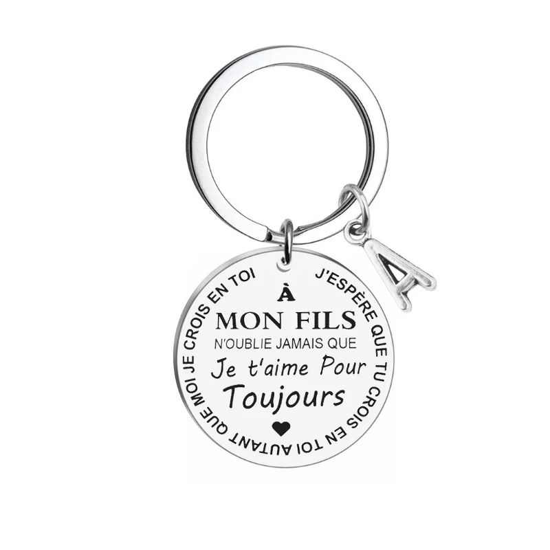 French To My Son Gifts From Mom Inspirational Keychain Birthday Christmas Stocking Stuffer Gifts for Teen Boy From Mother