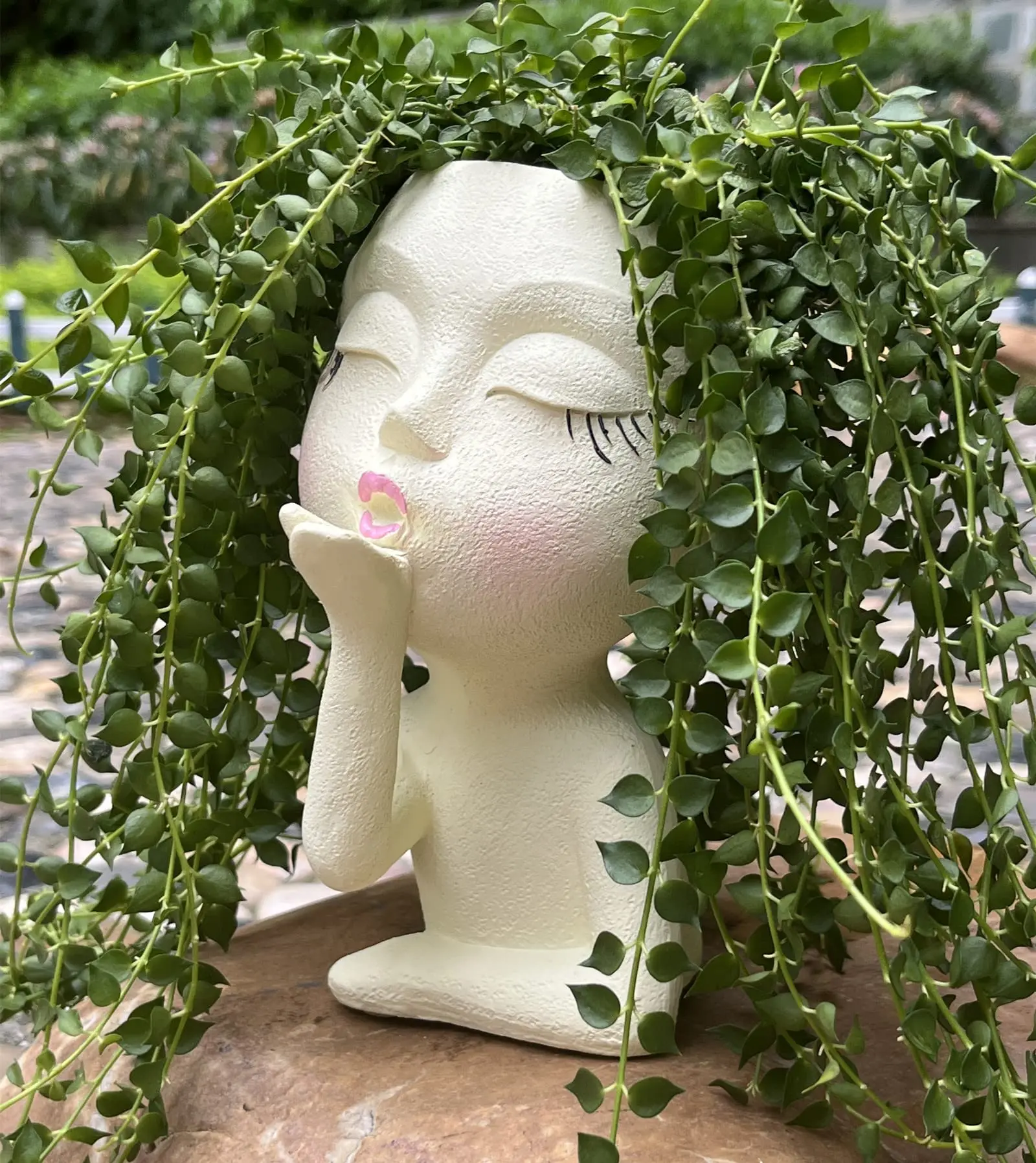 Girls Face Head Flower Planter Succulent Plant Flower Container Pot Flowerpot Home Decor Tabletop Ornament Garden Decoration