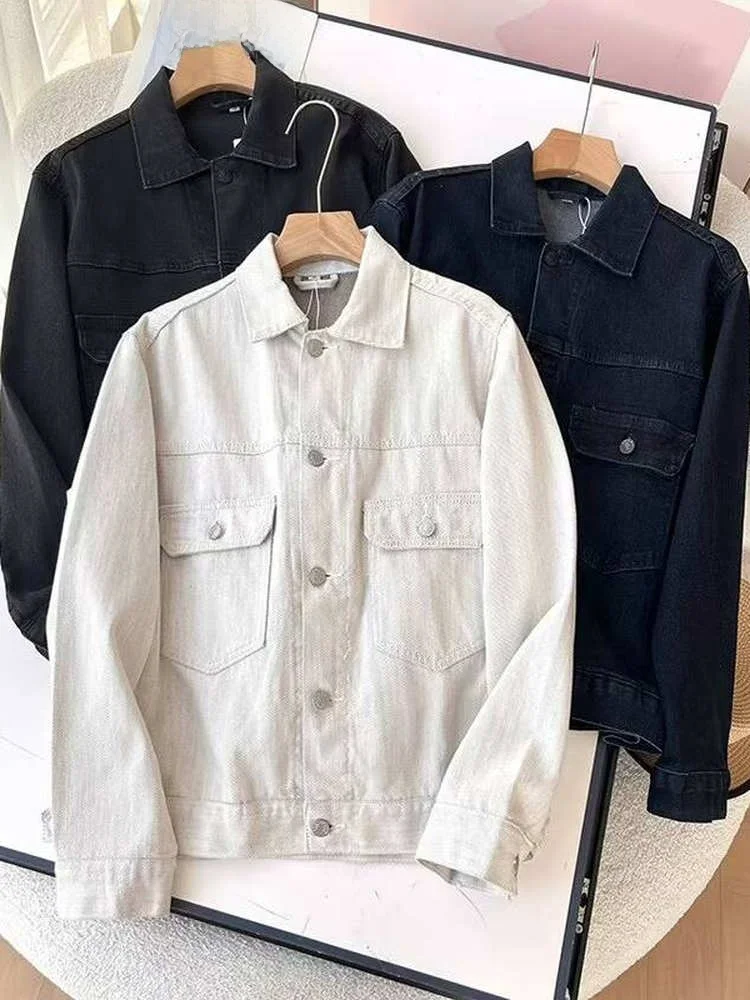 

Повседневная джинсовая куртка свободного кроя, удлиненная, с воротником, на пуговицах, ветрозащитная, цветная