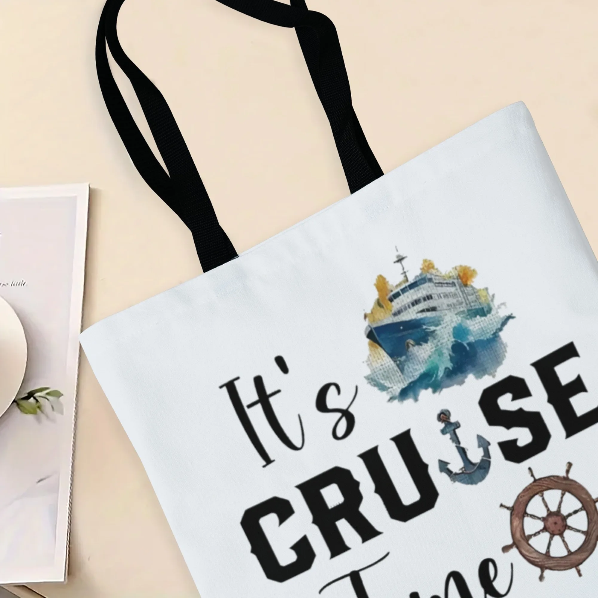 Borsa tote in tela da crociera nautica urbana Borsa a tracolla con stampa artistica Borsa per la spesa da donna perfetta per i fan estetici marittimi