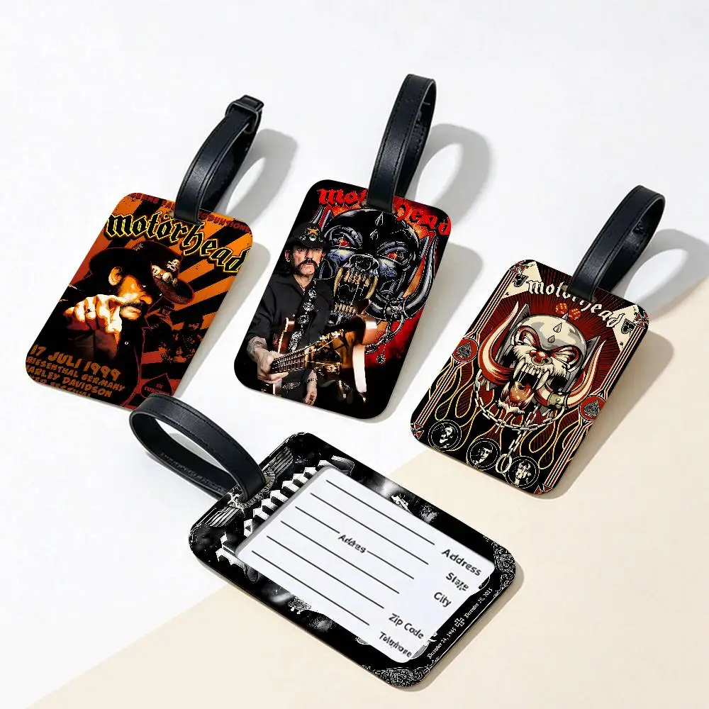 V-Vintage-Rock-Band-M-MotorheadS Waterproof PVC Baggage Tag With Info Card Anti lost Identification Tag For School Backpack