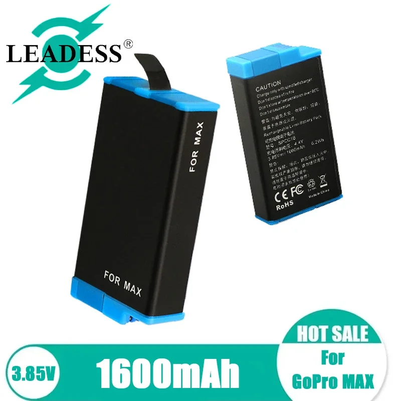 LEADESS GoPro MAX Digital battery 1600mAh 3.85V Lithium Battery For gopro max 360 Action Camera Batteries Accessories