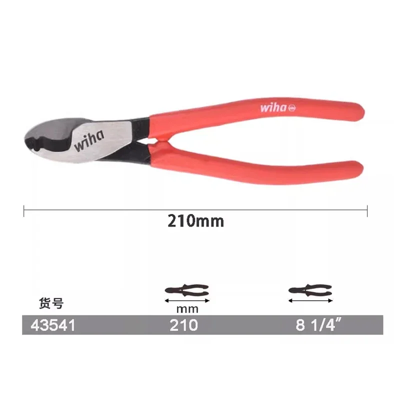 WIHA 43538/43541 Electrical Cable Cutter 180/210mm for Cutting Copper Wire Cable Crimping Cutting Hand Tools For Electricians