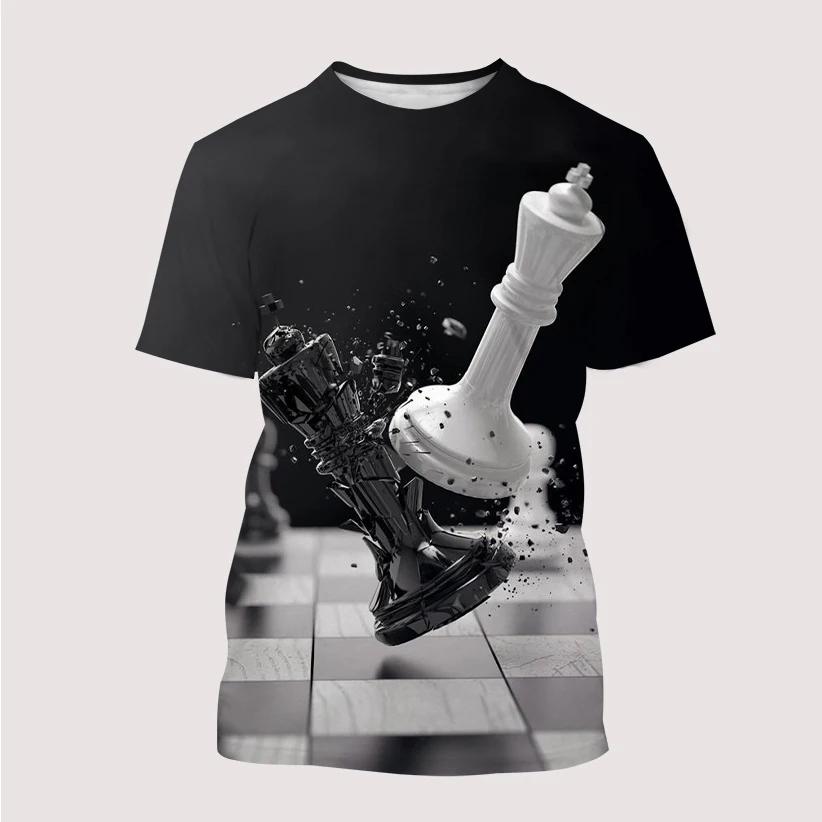 T-Shirt Chess 3D Printed Men And Women Casual Breathable Quick Dry Streetwear Oversized O Collar Short Sleeve Fashion Clothing