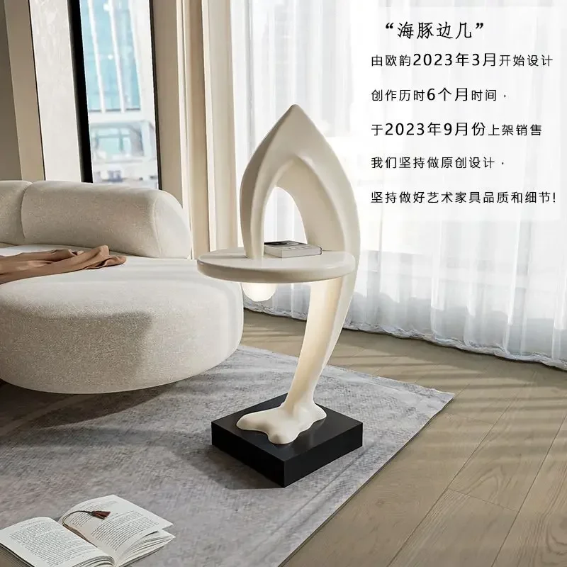 Dolphin side table, living room, home designer, creative with lights, exquisite art, tea table, light luxury, high-end