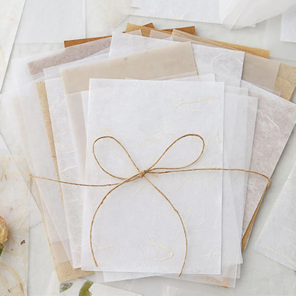 30Pcs Vintage Style Scrapbooking Tissue Paper Onion Skin Kraft Paper Journal Bookmark Handmade Floral Collage DIY Crafts Decor