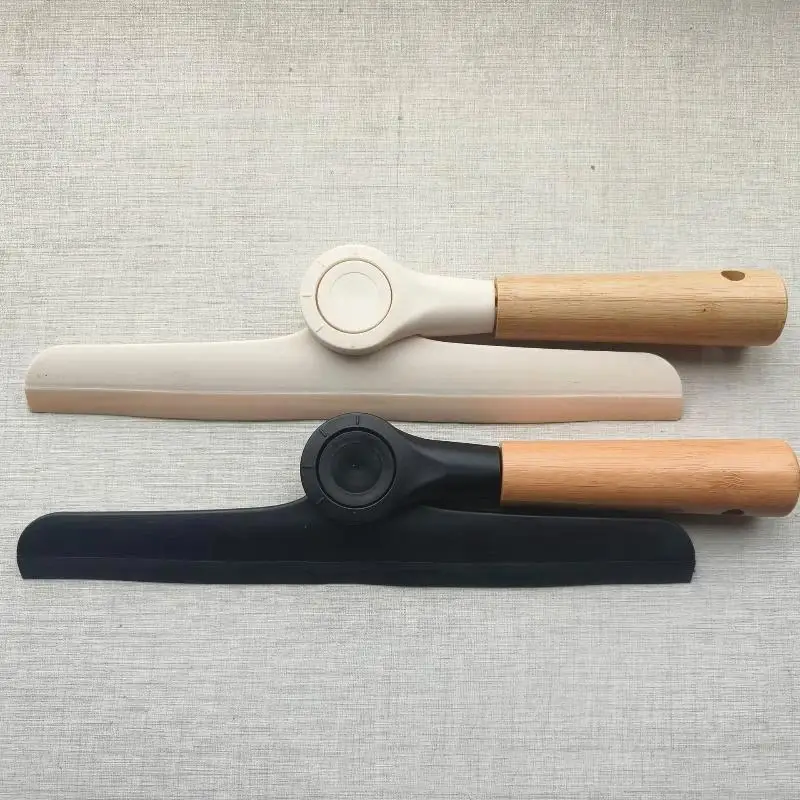 Non Scratch Rotating Window Squeegee Wooden Handle Soft Silicone Glass Wiper Scraper