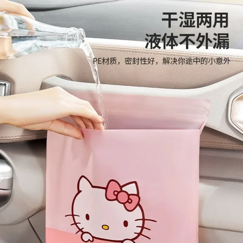 20pcs Hello Kitty Trash Bag Kawaii Large Capacity Sticky Automobile Self-Adhesive Deskside Garbage Clean Pouch Desktop Organizer