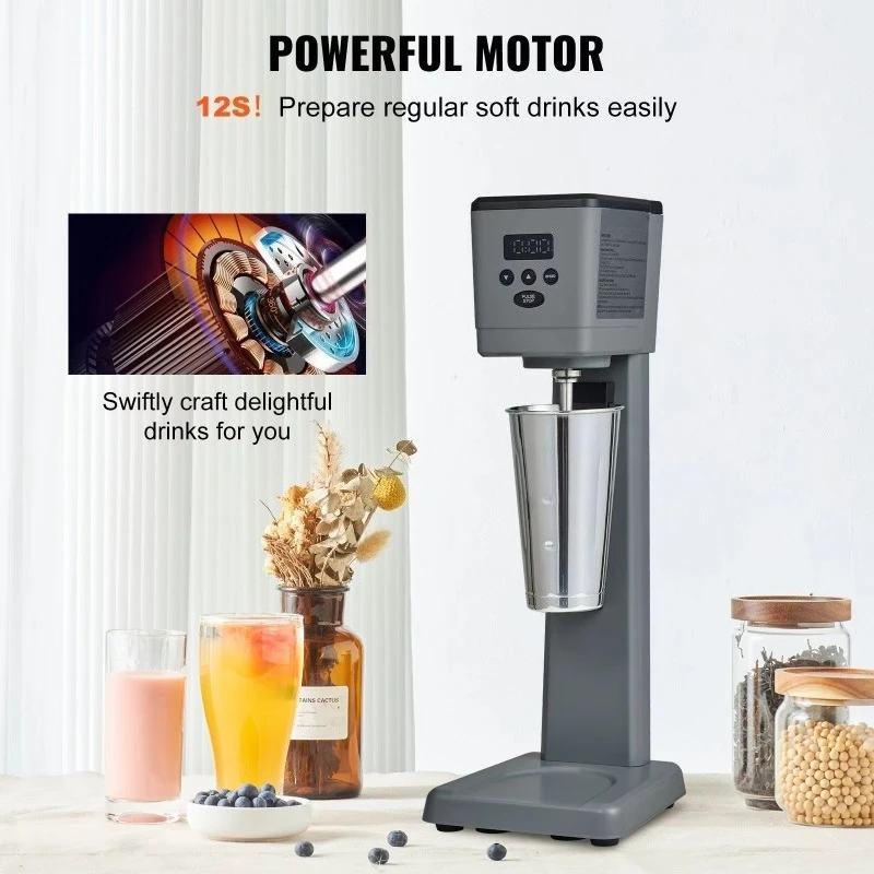 375W  Milkshake Maker LED Intelligent Microswitch Single Head 3-Speed Drink Mixer Blender 820ml Electric Milk Frother